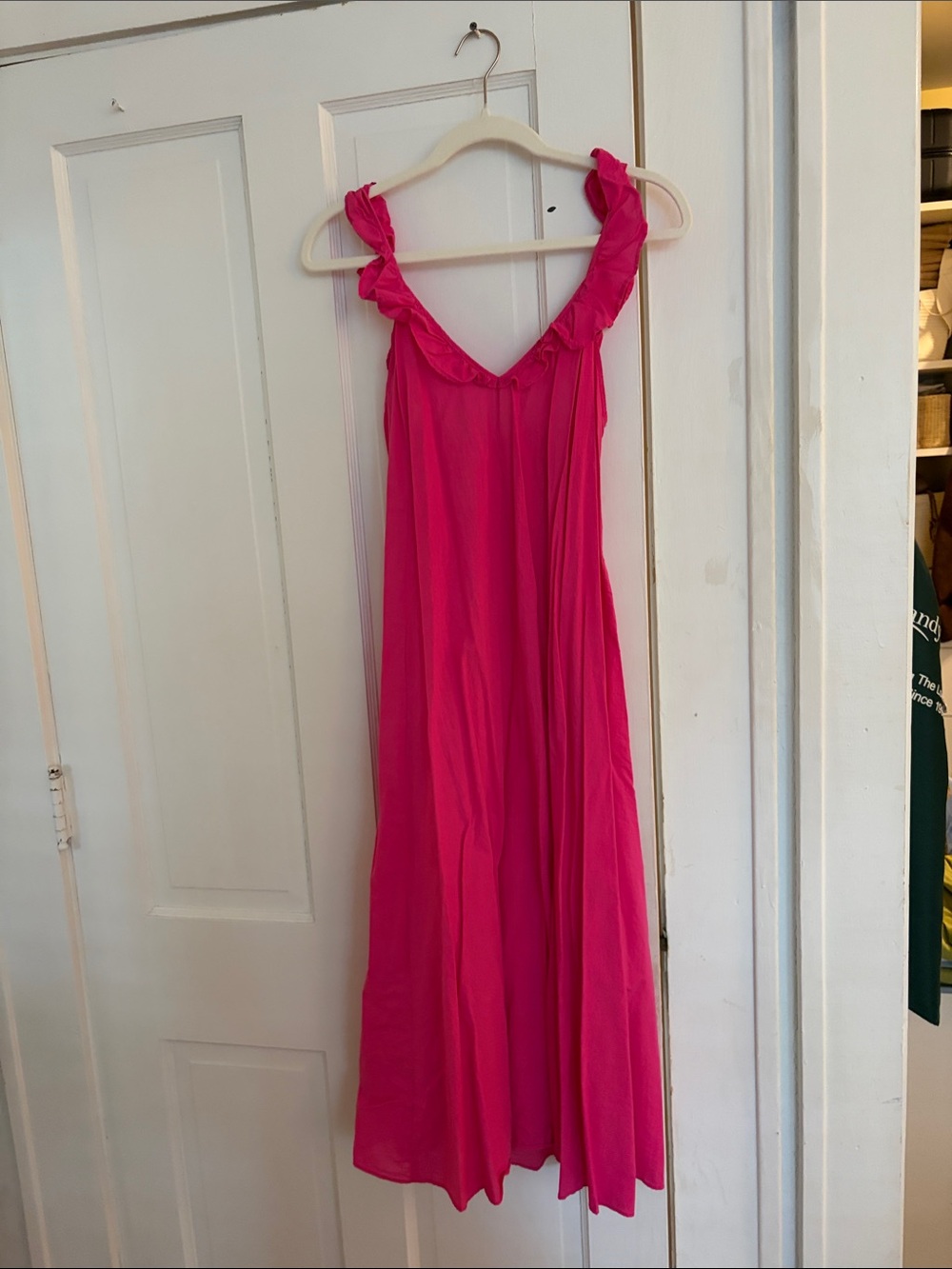 H&M Bright Pink Ruffled Strap Maxi Dress